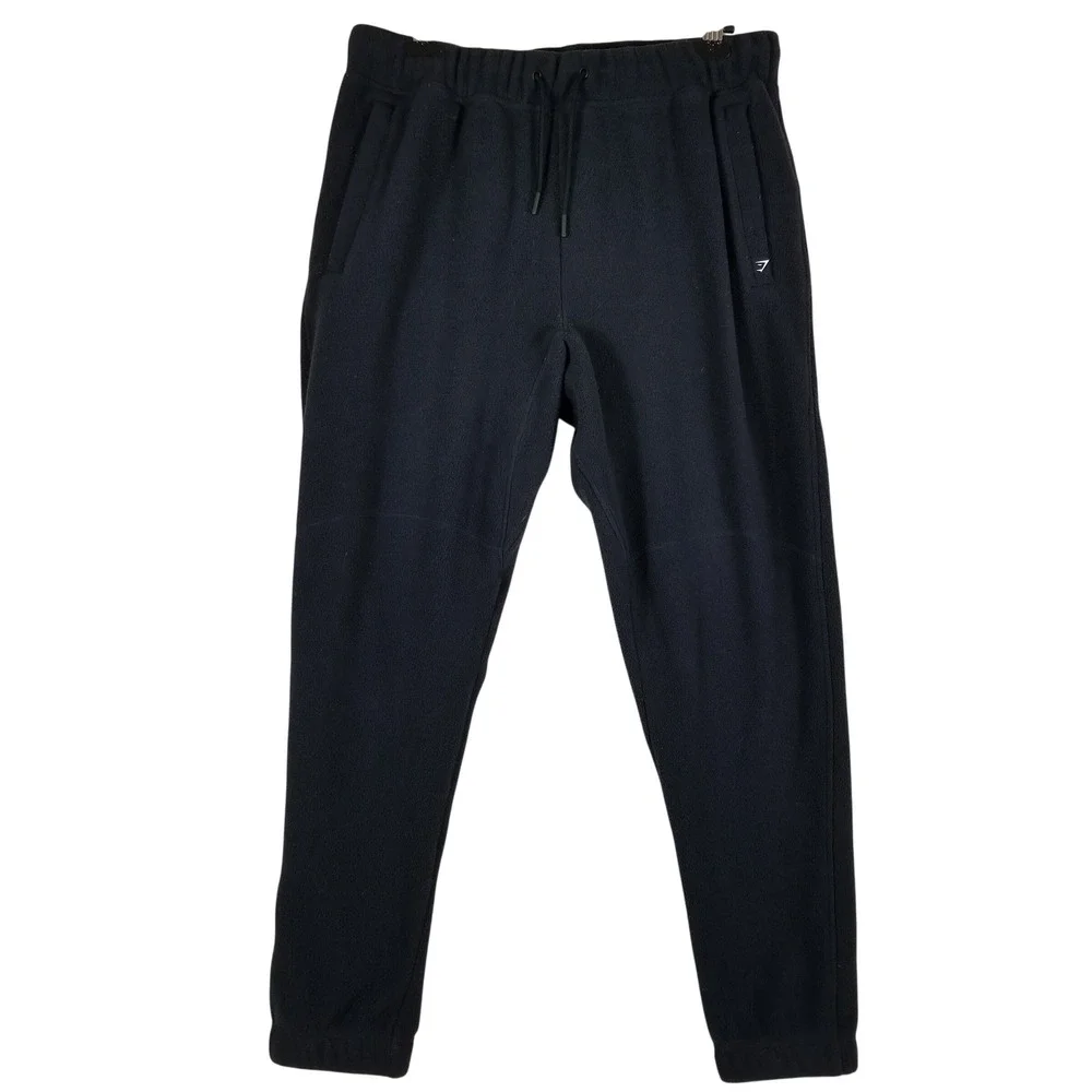 Gymshark Fleece Joggers Mens Large Black Athletic Tapered Sweatpants GMBT4560-BK